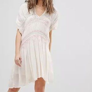 NWT FREE PEOPLE Love on the Run Dress Embroidered Ivory Small